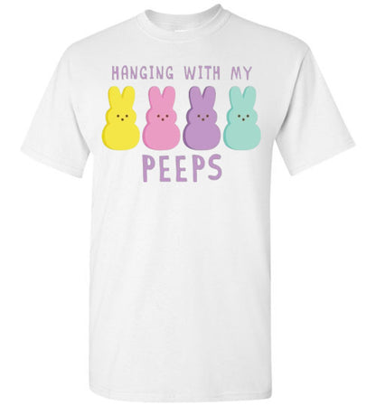Hanging With My Peeps Easter Bunny Graphic Tee Shirt Top
