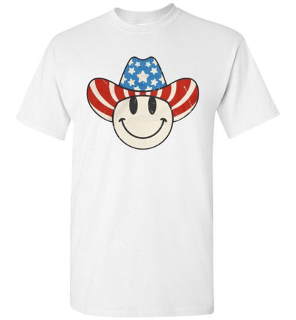 Cowboy Hat Patriotic Tee Shirt Graphic Top 32632
