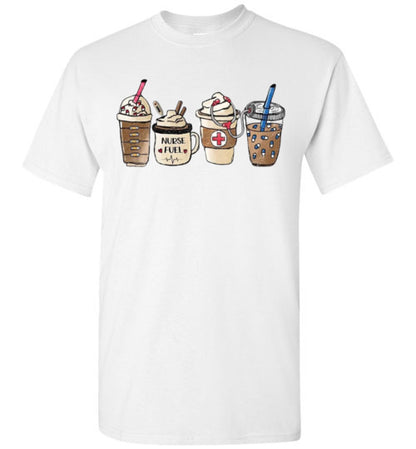 Nurse Fuel Starbucks Latte Cappuccino Coffee Fall Graphic Tee Shirt Top