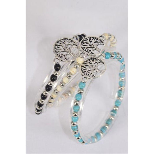 Semiprecious Stone Tree of Life Stretchy 4mm Bracelets 25407