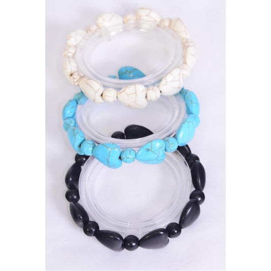 Semiprecious Stone Heart Stretch Bracelets 999
