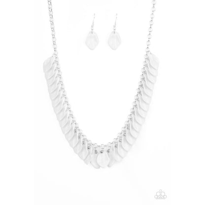 Super Bloom – White Necklace Earring Jewelry Set